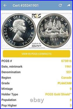 1961 Canada Silver Dollar PCGS PL66CAM