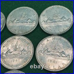 1961 Rare Roll Of Canada Silver Dollars