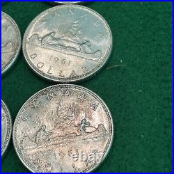 1961 Rare Roll Of Canada Silver Dollars