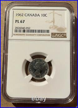 1962 CANADA 10 Cents NGC PL 67 Silver Only 2 In Higher Grades