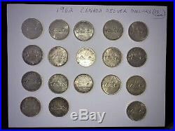 1962 Canada 1$ Silver dollar Elizabeth II Lot Of 18 Coins