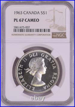 1963 1$ Dollar Elizabeth II Canada Km#54 Ngc Pl 67 Cameo Rarity R6 52/0 Top Pop