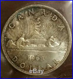 1963 Canada Silver Dollar Iccs Certified Ms-65 Hi Mint State Trends $975