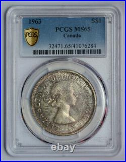 1963 Canada $1 Silver Dollar, PCGS MS-65