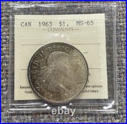 1963 Canada Silver Dollar $1 ICCS MS-65