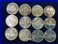 1963 Canada Silver Dollar Lot of 12 Uncirculated Coins E1411