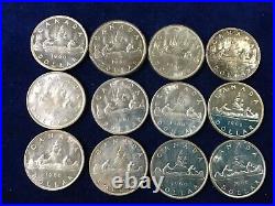 1963 Canada Silver Dollar Lot of 12 Uncirculated Coins E1411