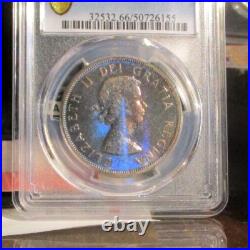 1963 Canada Silver Dollar, PCGS Proof Like MS 66 Trueview- Rainbow Toned 1963 Canada Silver Dollar, PCGS Proof Like MS 66 Trueview- Rainbow Toned