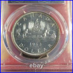 1963 Canada Silver Dollar, PCGS Proof Like MS 66 Trueview- Rainbow Toned 1963 Canada Silver Dollar, PCGS Proof Like MS 66 Trueview- Rainbow Toned