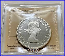 1964 Canada Silver Dollar ICCS PL-66 HEAVY CAMEO Black and White Nice Condition