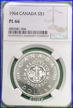 1964 Canada Silver Dollar. NGC PL 66. Proof Like