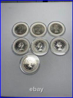 1964 canadian silver dollars Centennial Uncirculated Encapsulated lot of 7