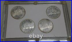 1965 Canada Silver $1 Coin Queen Elizabeth II 4 Diff Types BU in Capital Holder
