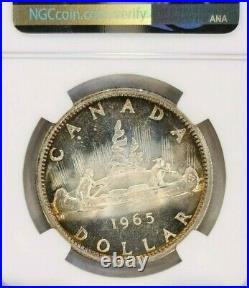 1965 Canada Silver 1 Dollar Small Beads Pointed 5 Ngc Ms 64 Scarce Beautiful Bu