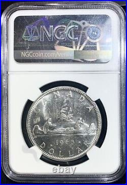 1965 Canada Silver $1 LARGE BEADS, POINTED 5 NGC MS62