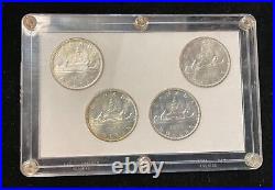 1965 Canada Silver Dollar 4-Coin Set in Capital Holder