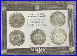 1965 Canada Silver Dollar 5 Types in Capital Holder