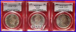 1965 Canada Silver $ Dollar All PCGS PL or MS Graded 5 Variety Type Set