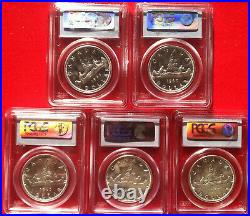 1965 Canada Silver $ Dollar All PCGS PL or MS Graded 5 Variety Type Set