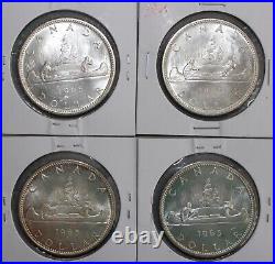 1965 Canada Silver Dollar Coins 4 Coin Variety Lot Uncirculated $1 Canadian