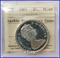 1965 Canada Silver Dollar Large Beads-blunt 5 Certified Pl65 Heavy Cameo