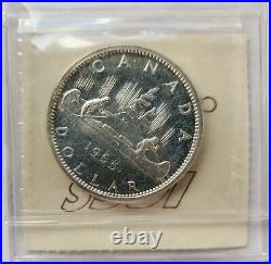 1965 Canada Silver Dollar Large Beads-blunt 5 Certified Pl65 Heavy Cameo