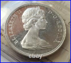 1965 Canada Silver Dollar Large Beads-blunt 5 Certified Pl65 Heavy Cameo