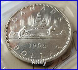 1965 Canada Silver Dollar Large Beads-blunt 5 Certified Pl65 Heavy Cameo