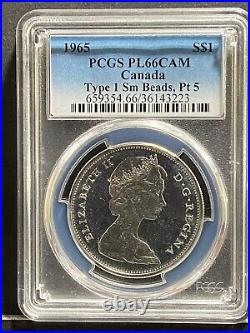 1965 Canada Silver Dollar PCGS PL66CAM Cameo PL 66 (223) Type 1 Small Beads