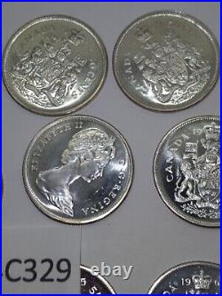 1965 Canada Silver Fifty Cents Uncirculated/ semi proof like Roll of 20 Coins