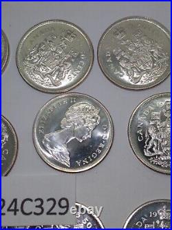 1965 Canada Silver Fifty Cents Uncirculated/ semi proof like Roll of 20 Coins