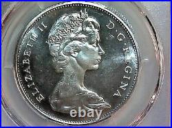 1965-PCGS PL65 Canada Type 4 Lg. Beads, Pt. 5 S$1-KM#64.1 silver composition coin