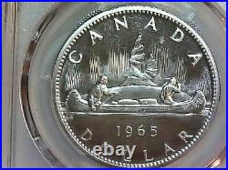 1965-PCGS PL65 Canada Type 4 Lg. Beads, Pt. 5 S$1-KM#64.1 silver composition coin