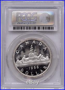 1966 $1 Canada PCGS PL62 Prooflike, Small Beads Silver Dollar R081