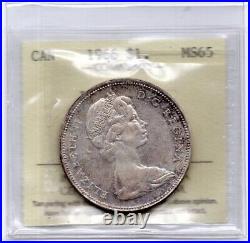 1966 Canada One Silver Dollar -Large Beads ICCS Graded MS65
