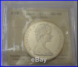 1966 Canada Silver Dollar Small Beads MS64 Extremely Rare Gem Coin