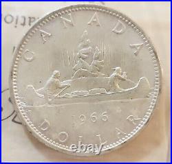 1966 Large Beads CANADA SILVER DOLLAR CERTIFIED MS65 1 DOLLAR COIN