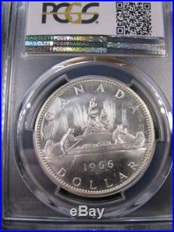1966 Small Beads, PCGS Graded Canadian Silver DollarPL-64