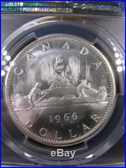 1966 Small Beads, PCGS Graded Canadian Silver DollarPL-64