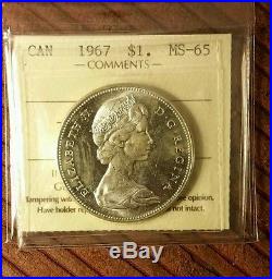 1967 Canada Silver Dollar Iccs Certified Ms-65
