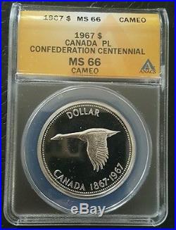 1967 Canada Silver One Dollar Proof Like Ms66 Cameo Goose