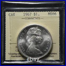1967 Canada $1 Dollar ICCS MS66 Silver Blast White Near Perfect #19051