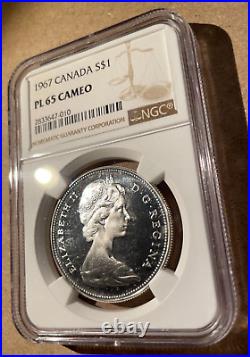 1967 Canada $1 NGC PL 65 CAMEO Proof Like Silver! Goose