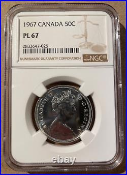 1967 Canada 50 Cents NGC PL 67 Silver Confederation Only 3 in Higher Grades