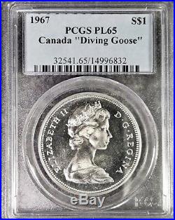 1967 Canada Diving Goose Silver Dollar PCGS PL65 Rare GEM