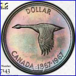 1967 Canada Silver 1 One Dollar Pcgs Pr67 Proof Unc Color Rainbow Toned Bu (dr)