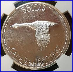 1967 Canada Silver Dollar DDO PL66CAMEO Strike Thru