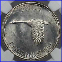 1967 Canada Silver Dollar Goose Ngc Unc Details Cleaned Light Golden Toned (dr)