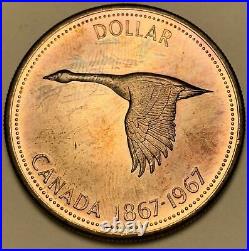 1967 Canada Silver Dollar Goose Toned Unc Color Beautiful Light Purple Bu