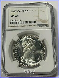 1967 Canada Silver Dollar Ngc Ms 63 Beautiful Choice Bu Superb Unc (mr)